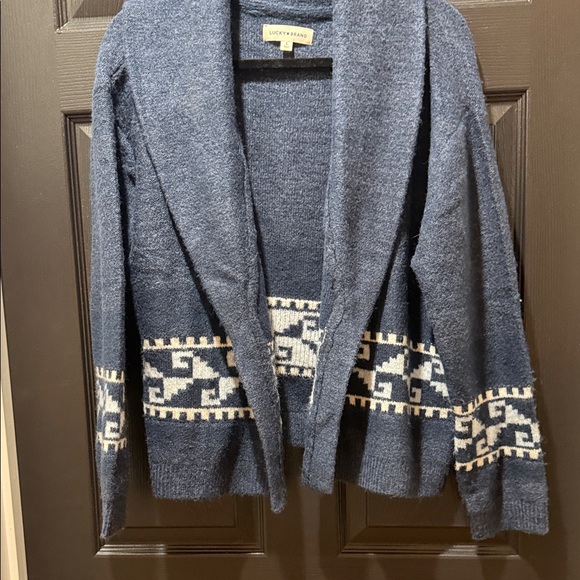 Lucky Brand Navy Cardigan with Ivory Accents - Picture 3 of 4